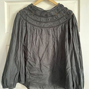 Old Navy Smocked-Neck Grey Top Large Tall